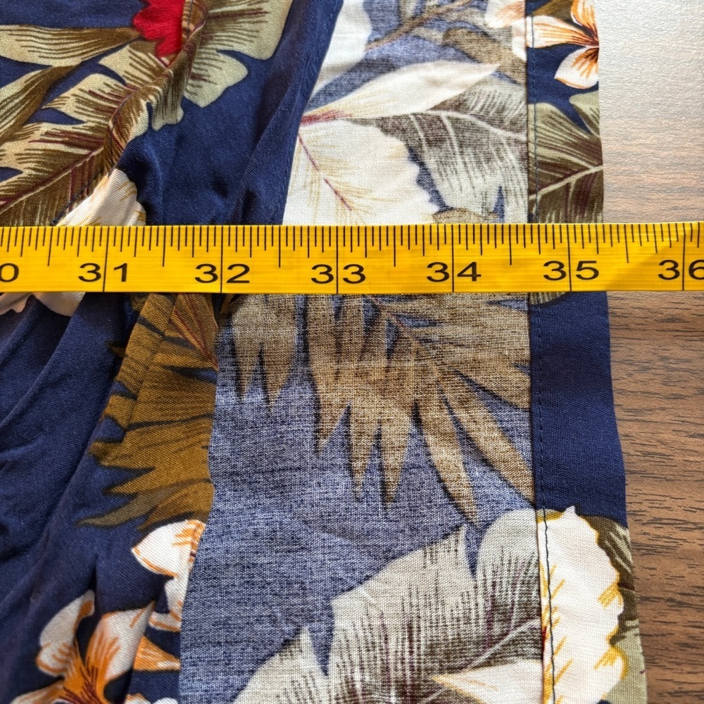 ❤️ VTG TwoPalms Hawaii Navy Floral Sarong Dress Faux Wrap Midi Boho Tropical L - Picture 10 of 10